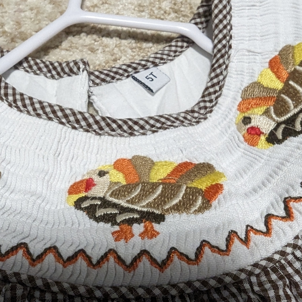 5T Smocked Thanksgiving Turkey Dress
